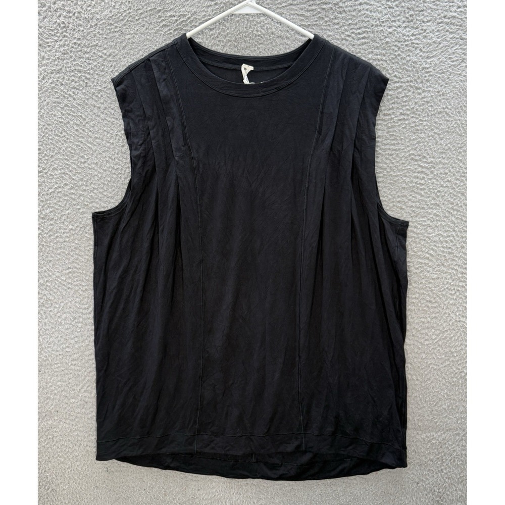 Lululemon Top Womens 12 Black Modal Pleated Shoulder Tank Jogging Gym Sleeveless